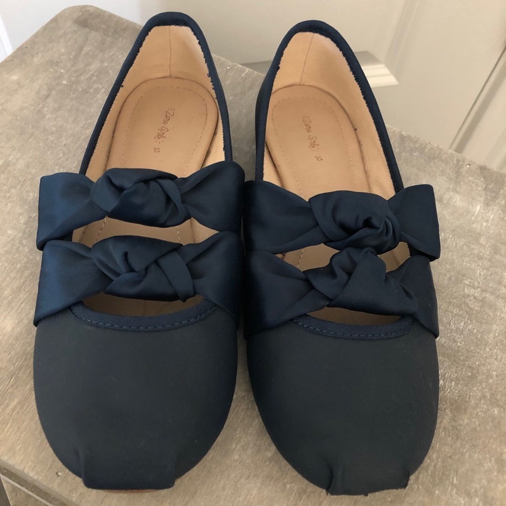 Girls Zara faux satin ballet flats